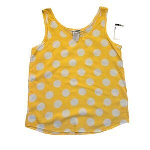 Vintage Simply Basic Womens Medium tank Polka Dot Yellow rayon
